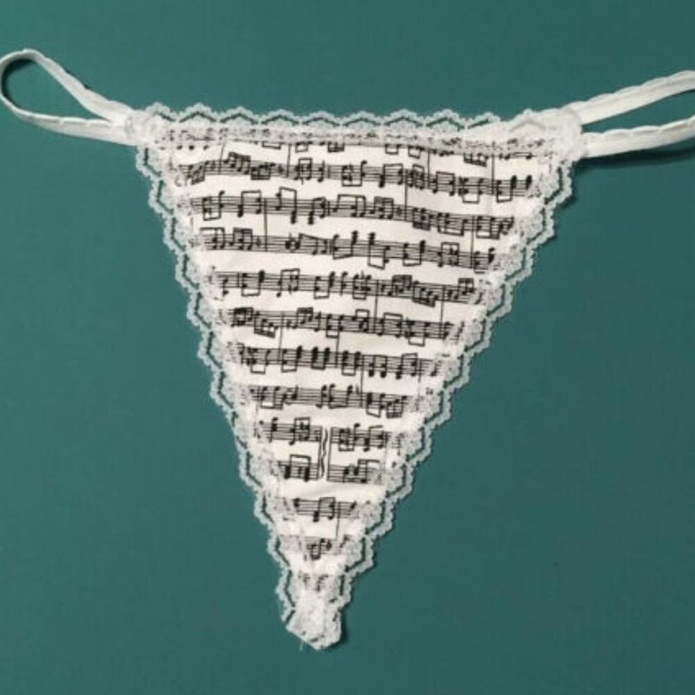 Womens MUSIC SHEET NOTES Band Instrument GString Thong Female Lingerie Underwear